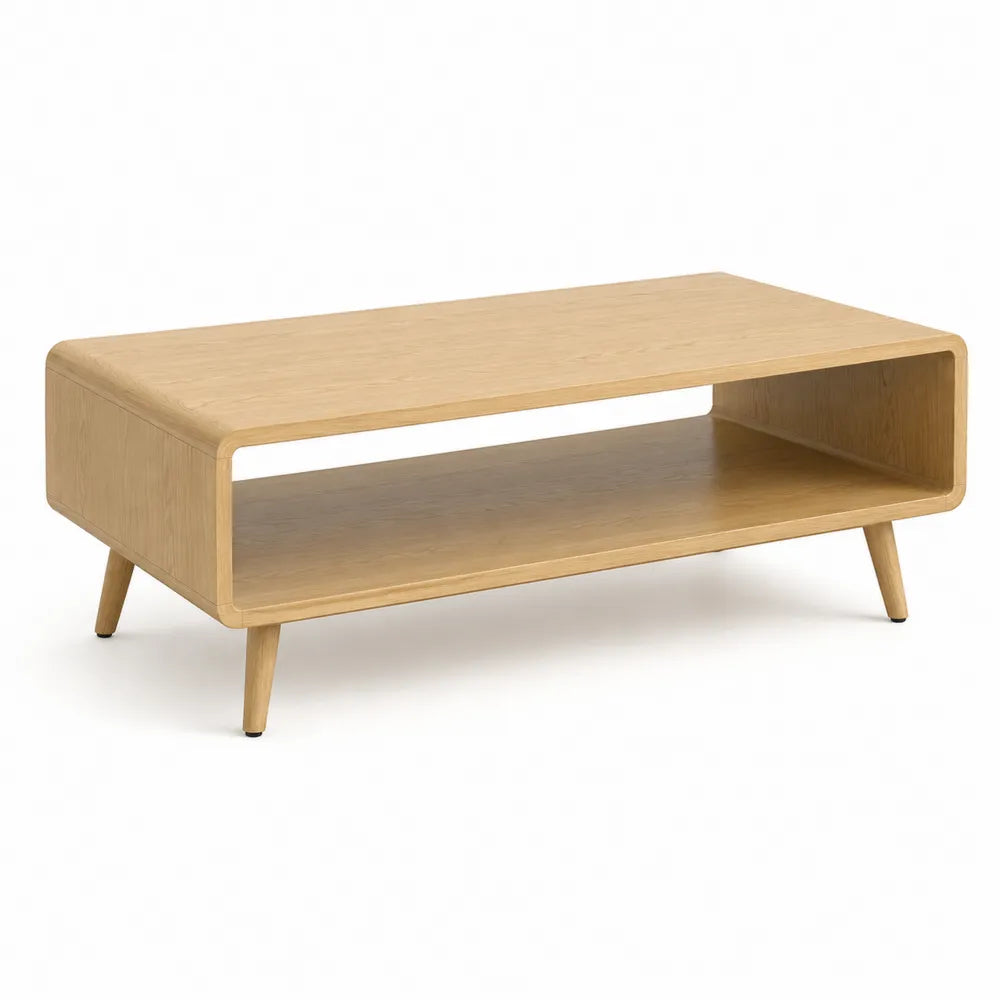 Couchtisch rechteckig MDF Eichenoptik mit Ablagefach 120 x 60 x 45 cm