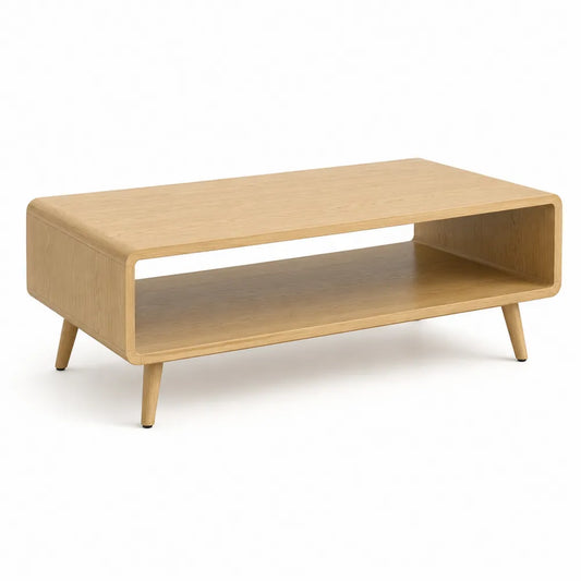 Couchtisch rechteckig MDF Eichenoptik mit Ablagefach 120 x 60 x 45 cm